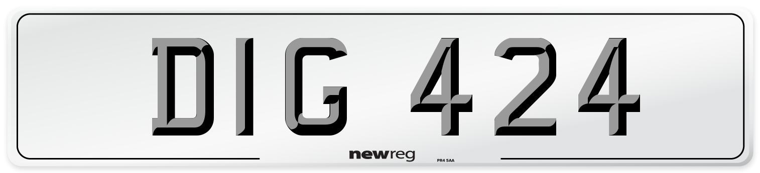 DIG 424 Number Plate from New Reg